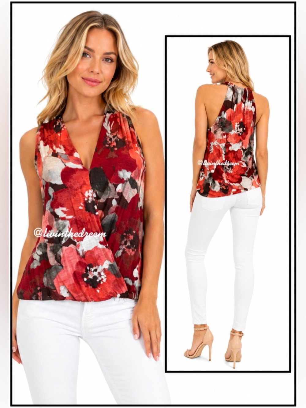 Tommy Bahama Faux Wrap Front Floral Top SZ Small